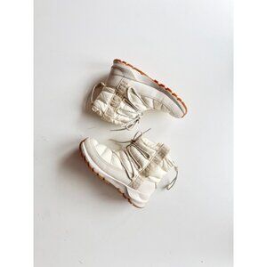 THE NORTH FACE Thermoball Ivory White BeigeQuilted Faux Fur Winter Boots, Size 6